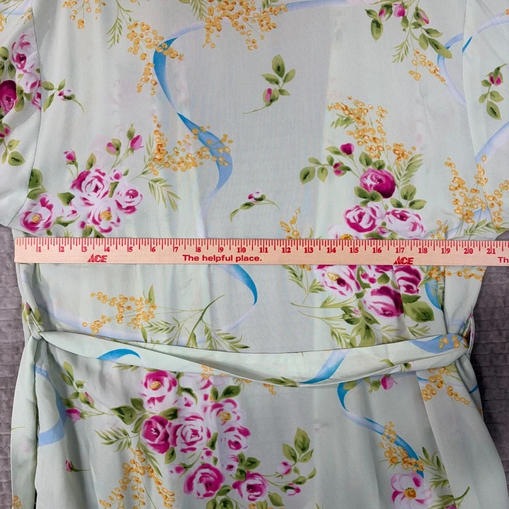 Oscar de la Renta Pink Label Floral Robe and Nightgown Set Mint Green Large XL